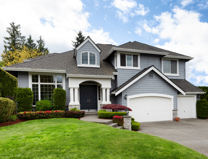 multi-level residence with a new roof