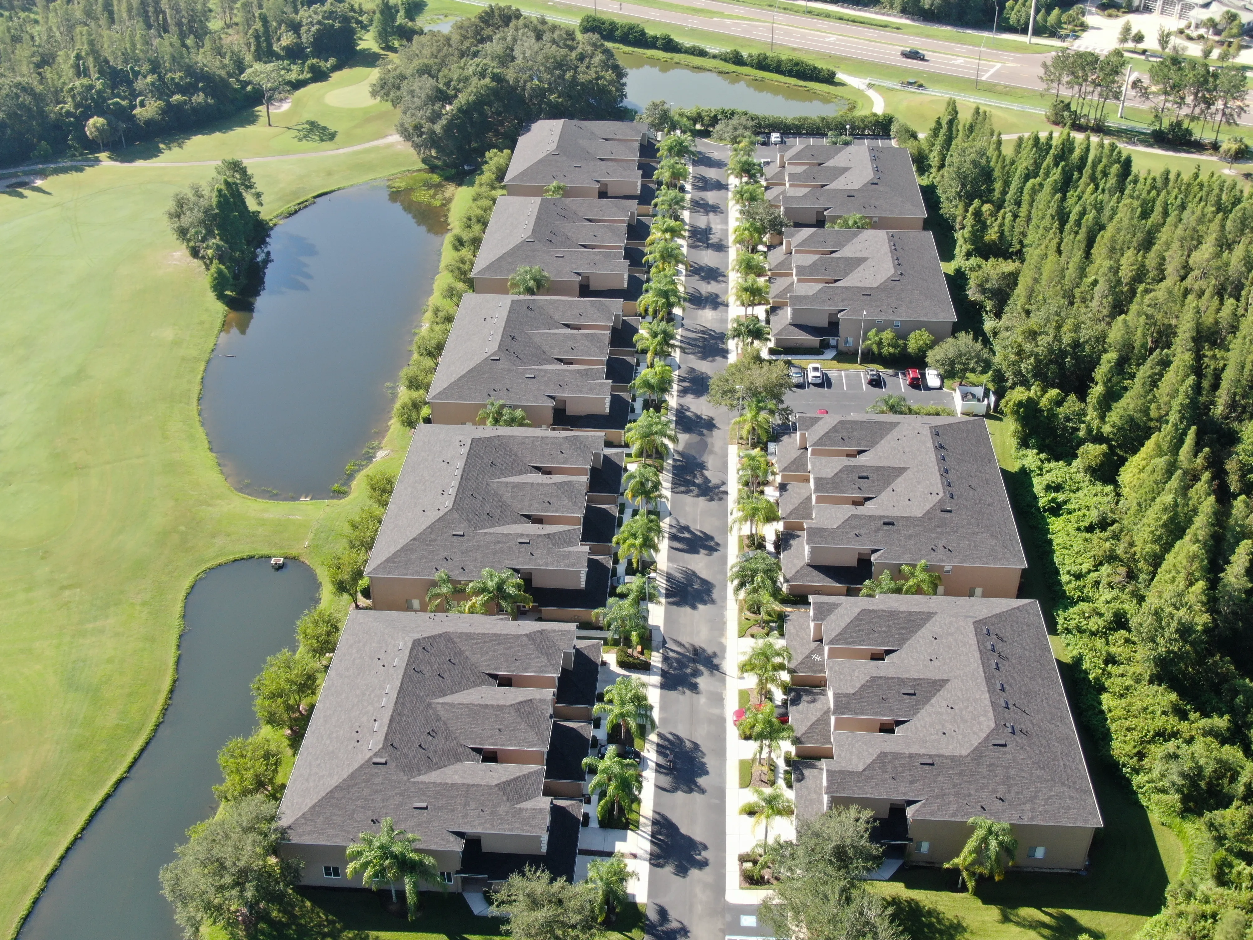 New shingle roofs on a condominium community in Florida