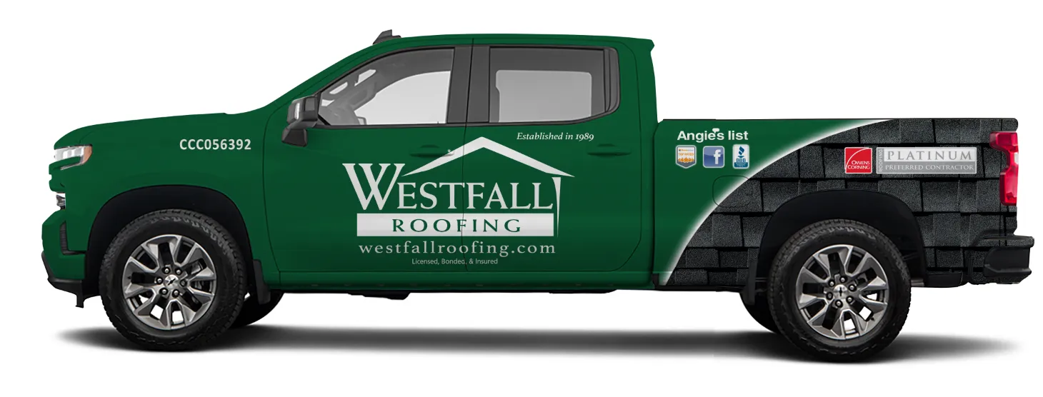 Westfall Roofing pickup truck