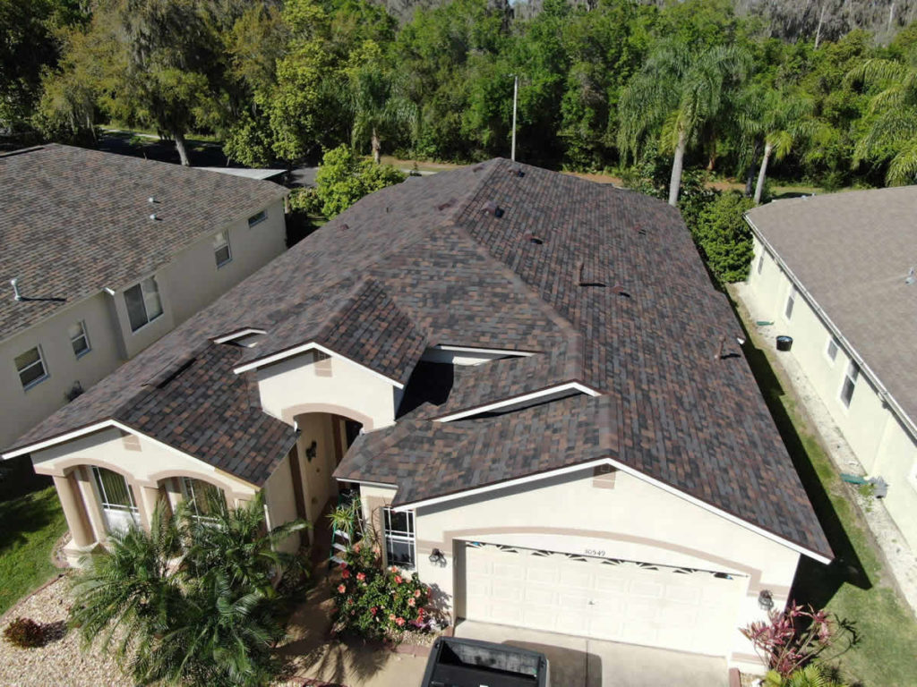 dark roof bright house