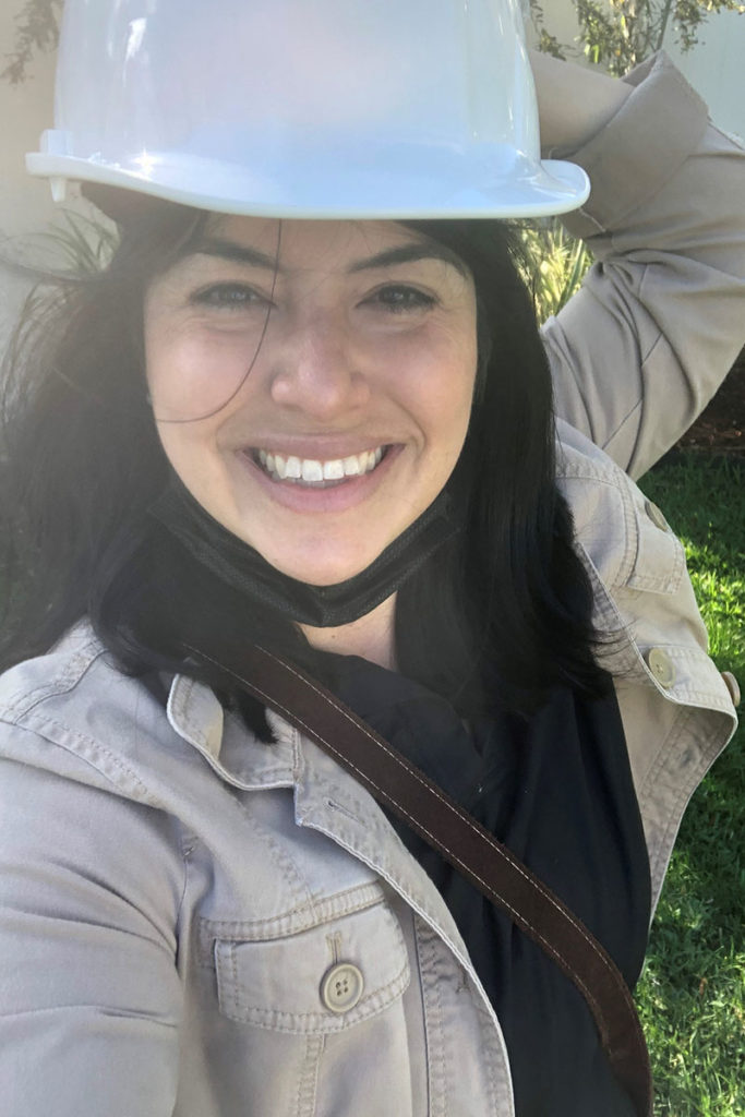 Anissa with a hard hat