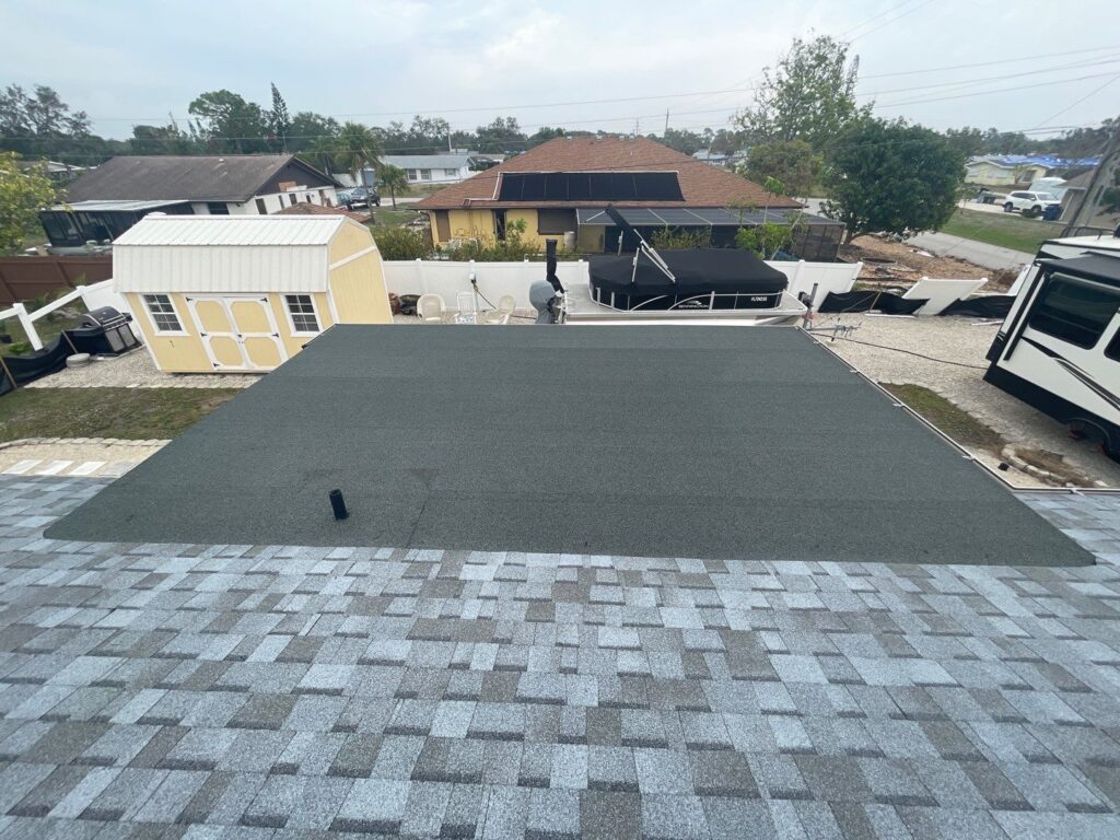 Transition From Shingle to Flat Roofing on a residential home in Clearwater