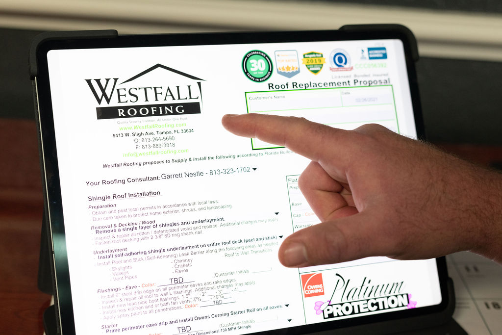 Westfall Roofing tablet