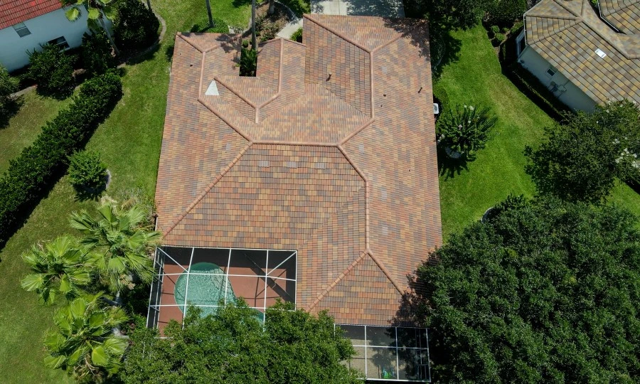 Home with Redish brown hip roof