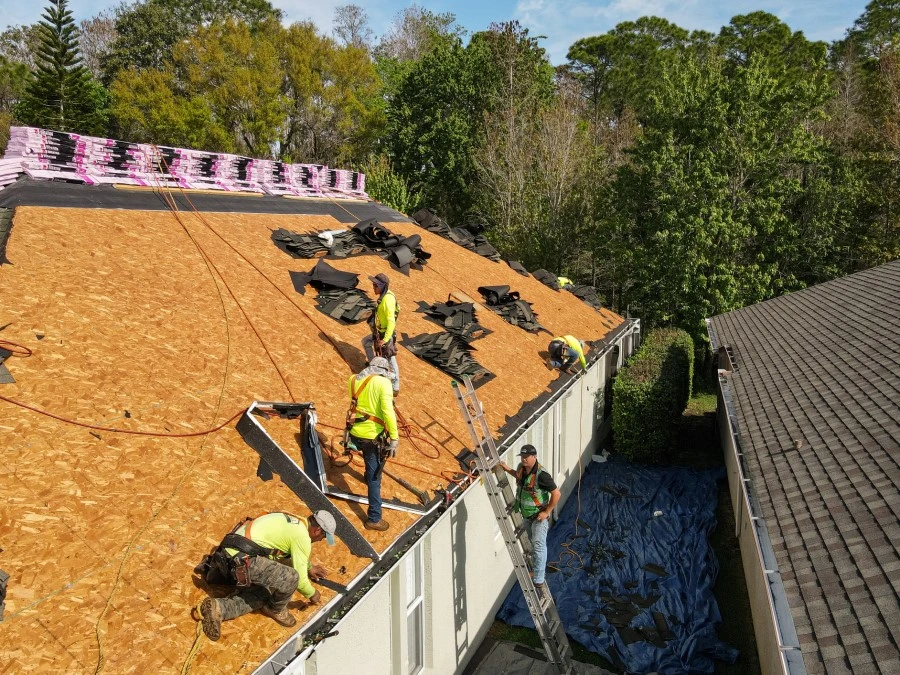 Westfield Crew working on roof replacement